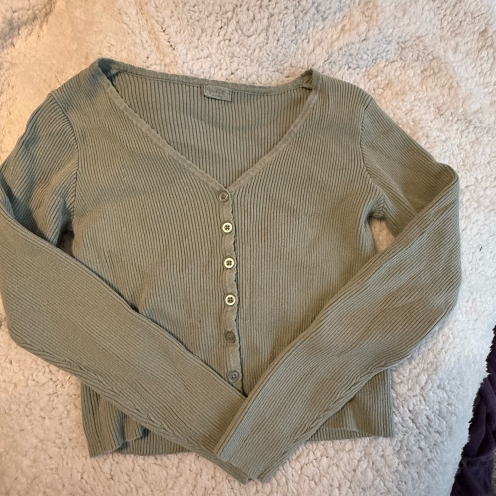 John Gault green cropped long sleeve